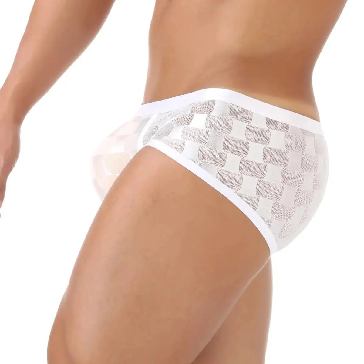 Transparent Mesh Checkered Boxer Shorts - WOWihte