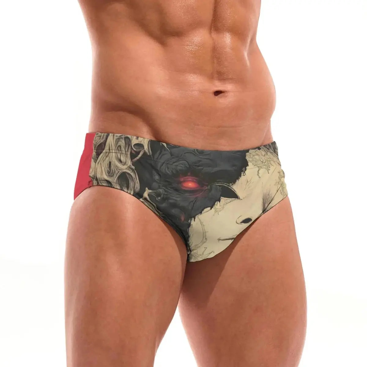 Trendy Split Mask Swim Trunks - WOWihte