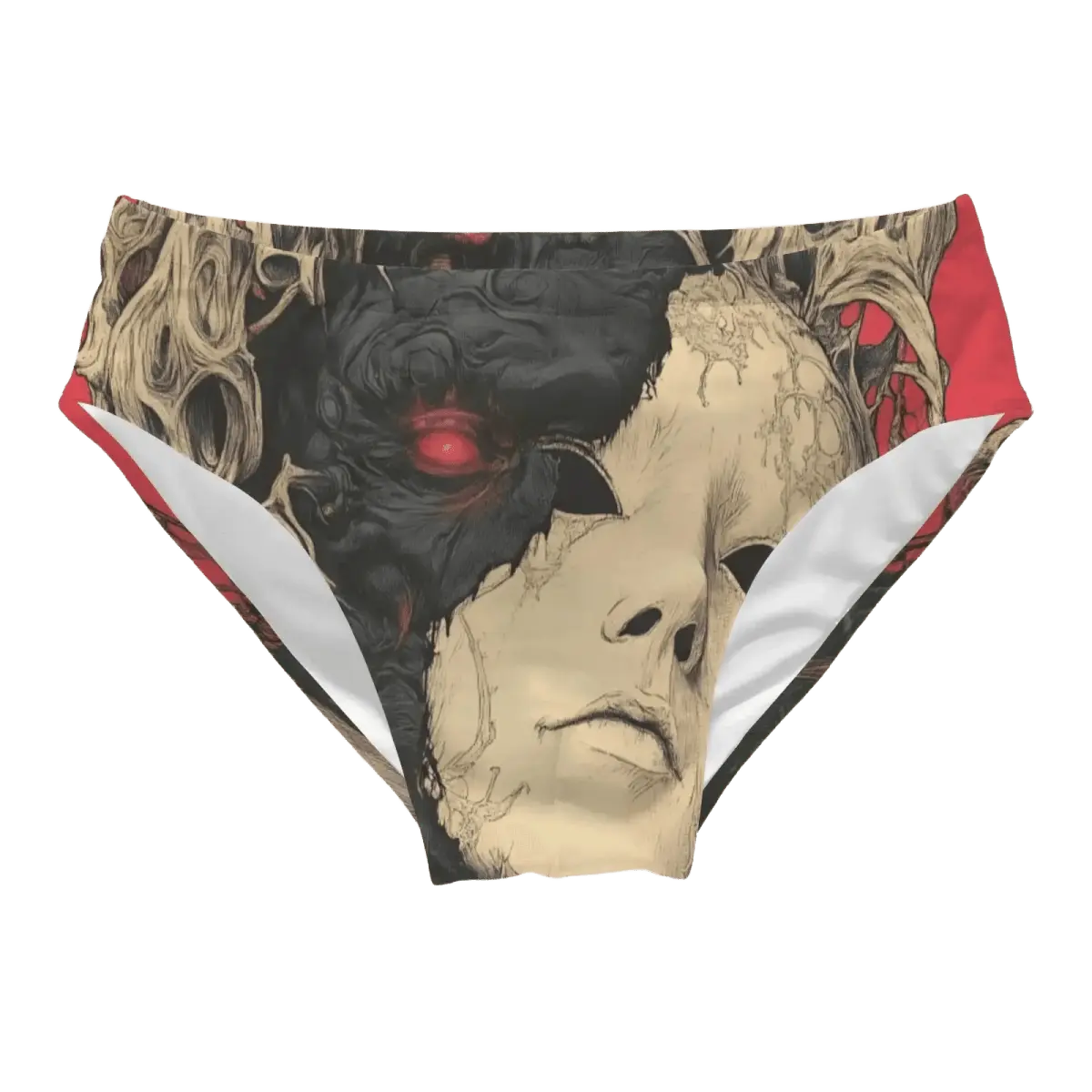 Trendy Split Mask Swim Trunks - WOWihte