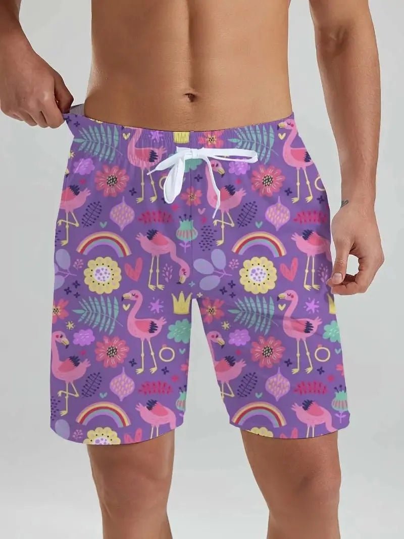 Tropical Flamingo 3D Board Shorts - WOWihte