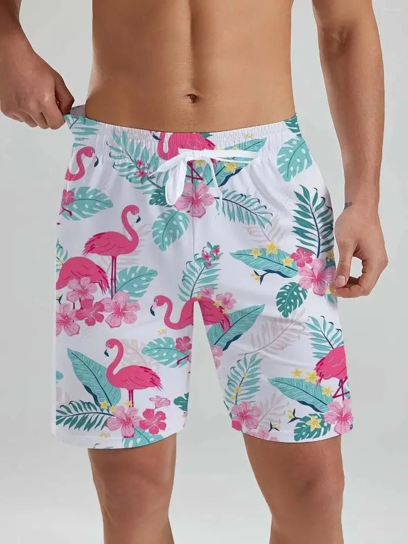Tropical Flamingo 3D Board Shorts - WOWihte