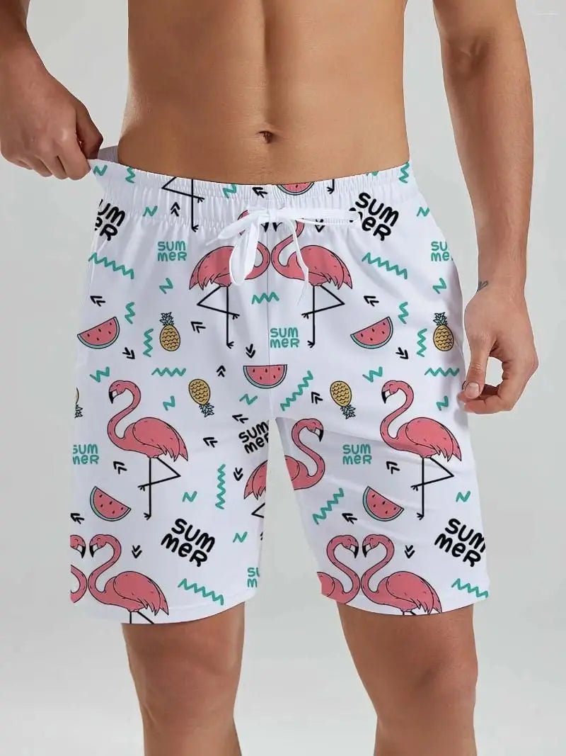 Tropical Flamingo 3D Board Shorts - WOWihte