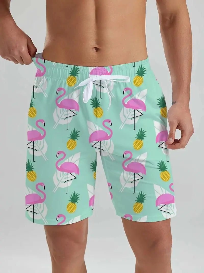 Tropical Flamingo 3D Board Shorts - WOWihte