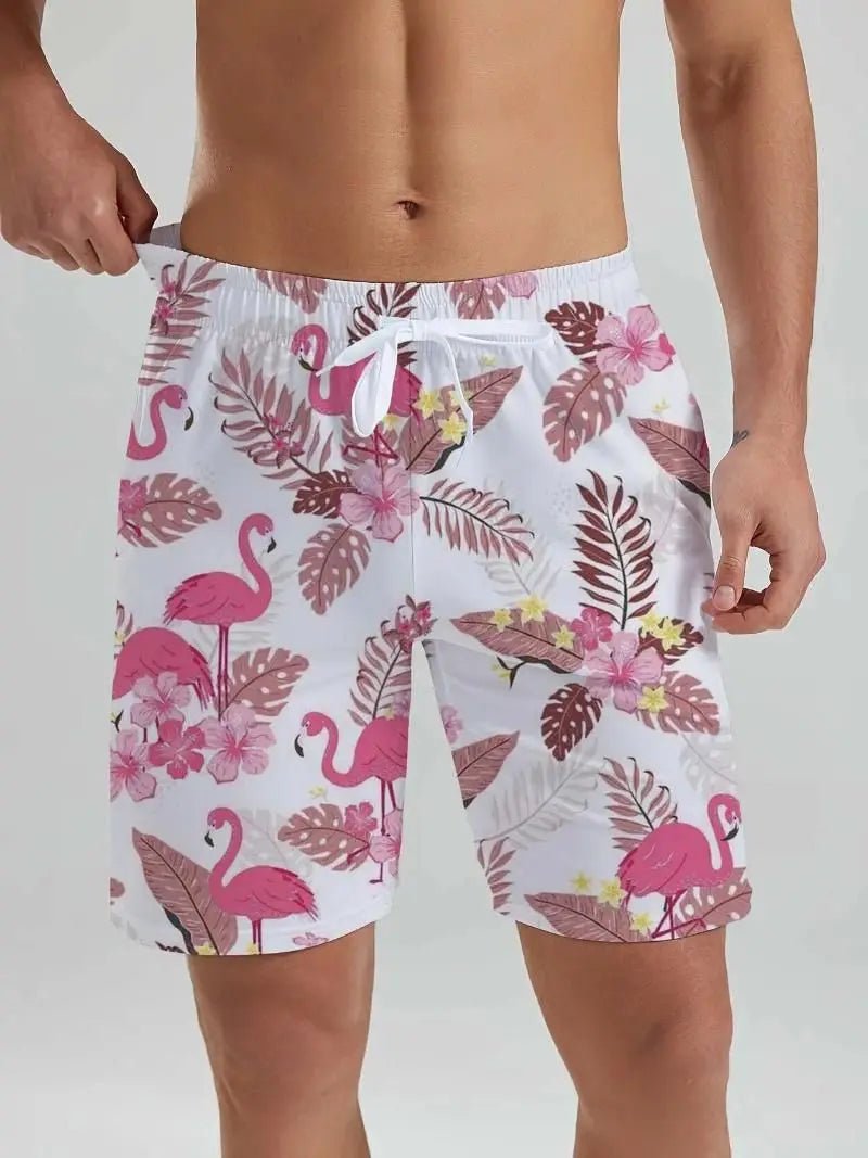 Tropical Flamingo 3D Board Shorts - WOWihte