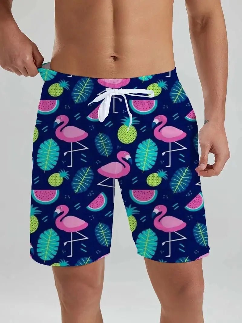 Tropical Flamingo 3D Board Shorts - WOWihte