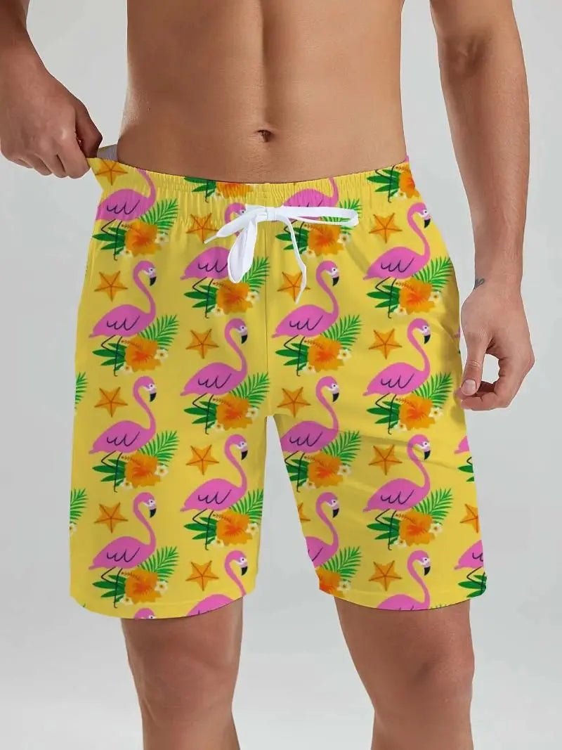 Tropical Flamingo 3D Board Shorts - WOWihte