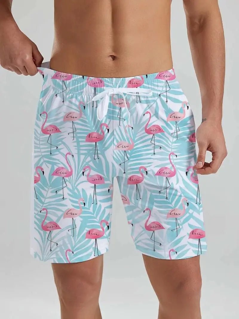 Tropical Flamingo 3D Board Shorts - WOWihte