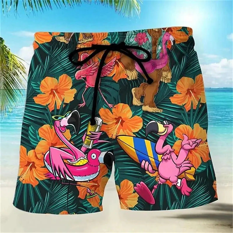 Tropical Flamingo Swim Trunks - WOWihte