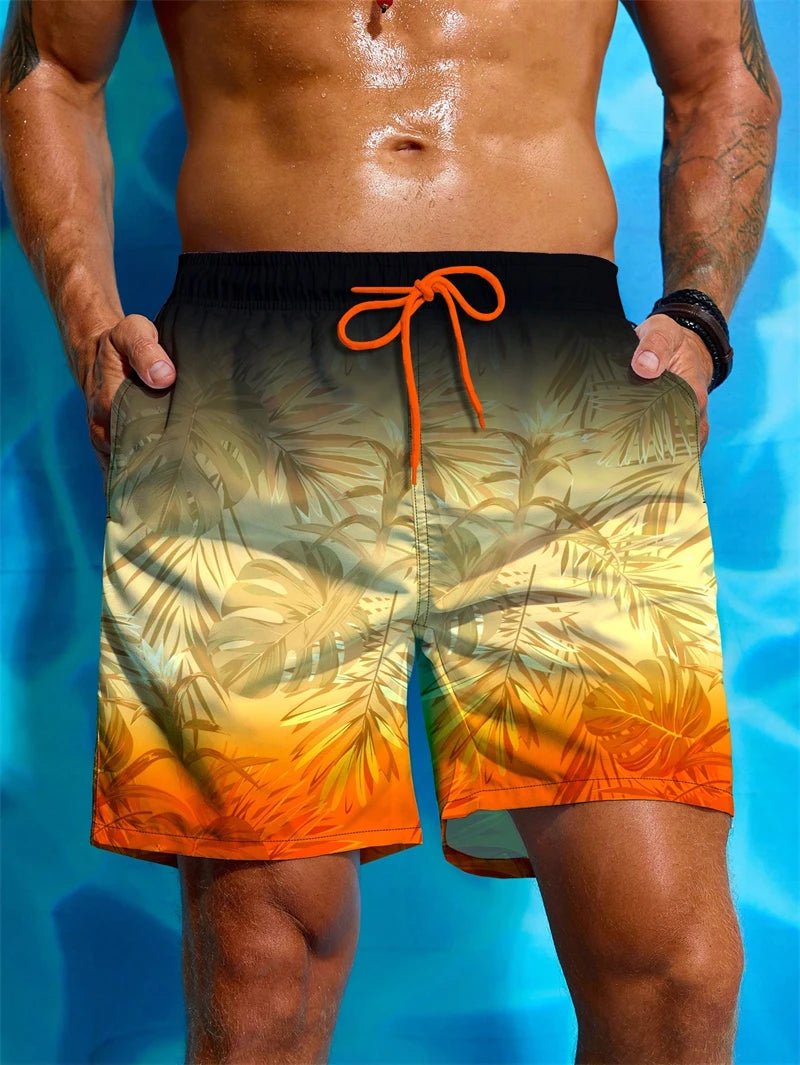 Tropical Palm 3D Swim Shorts - WOWihte