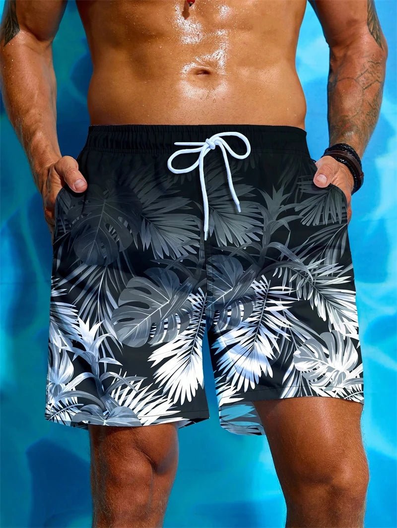 Tropical Palm 3D Swim Shorts - WOWihte