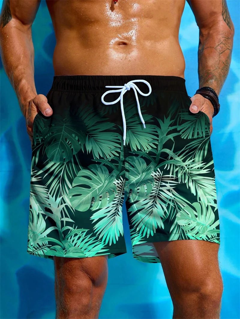 Tropical Palm 3D Swim Shorts - WOWihte