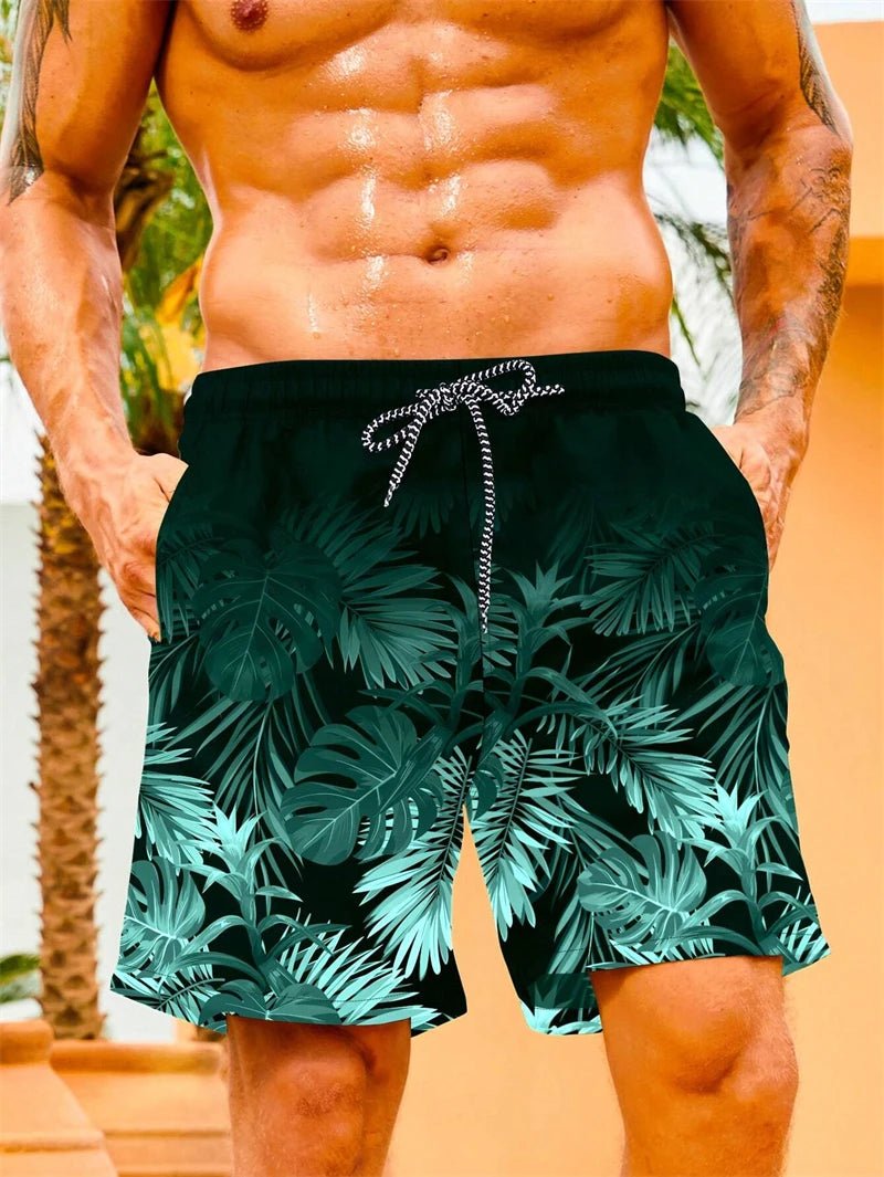 Tropical Palm 3D Swim Shorts - WOWihte