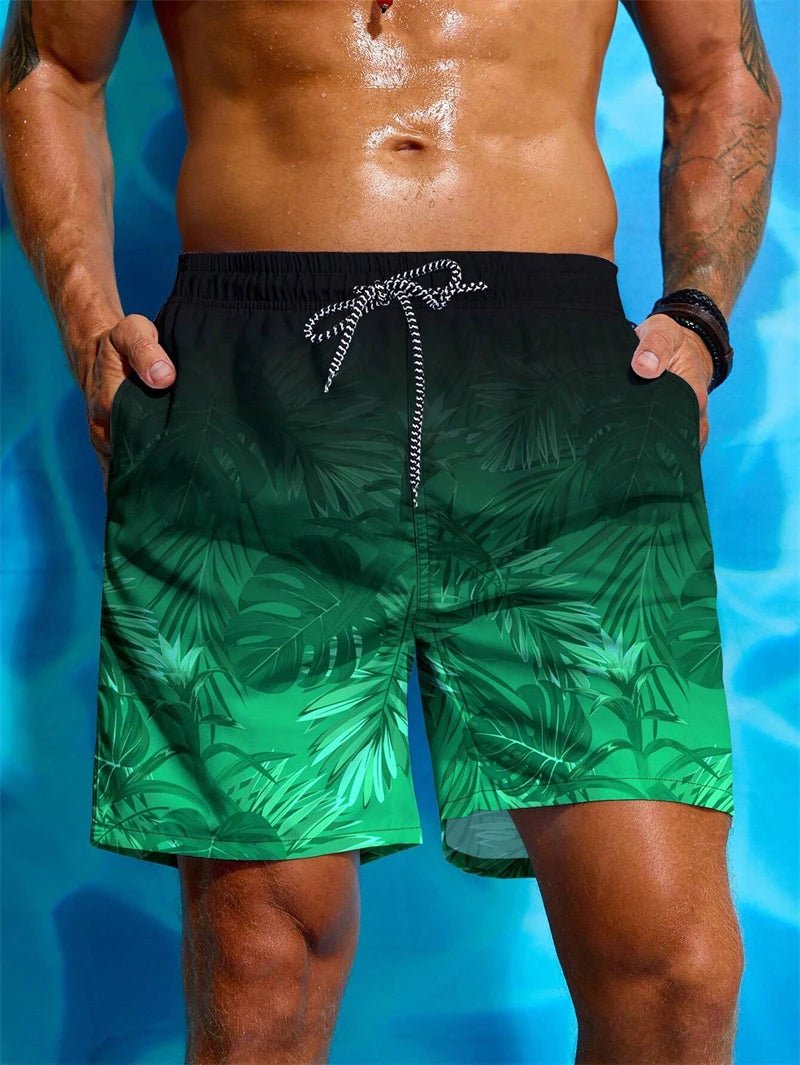 Tropical Palm 3D Swim Shorts - WOWihte