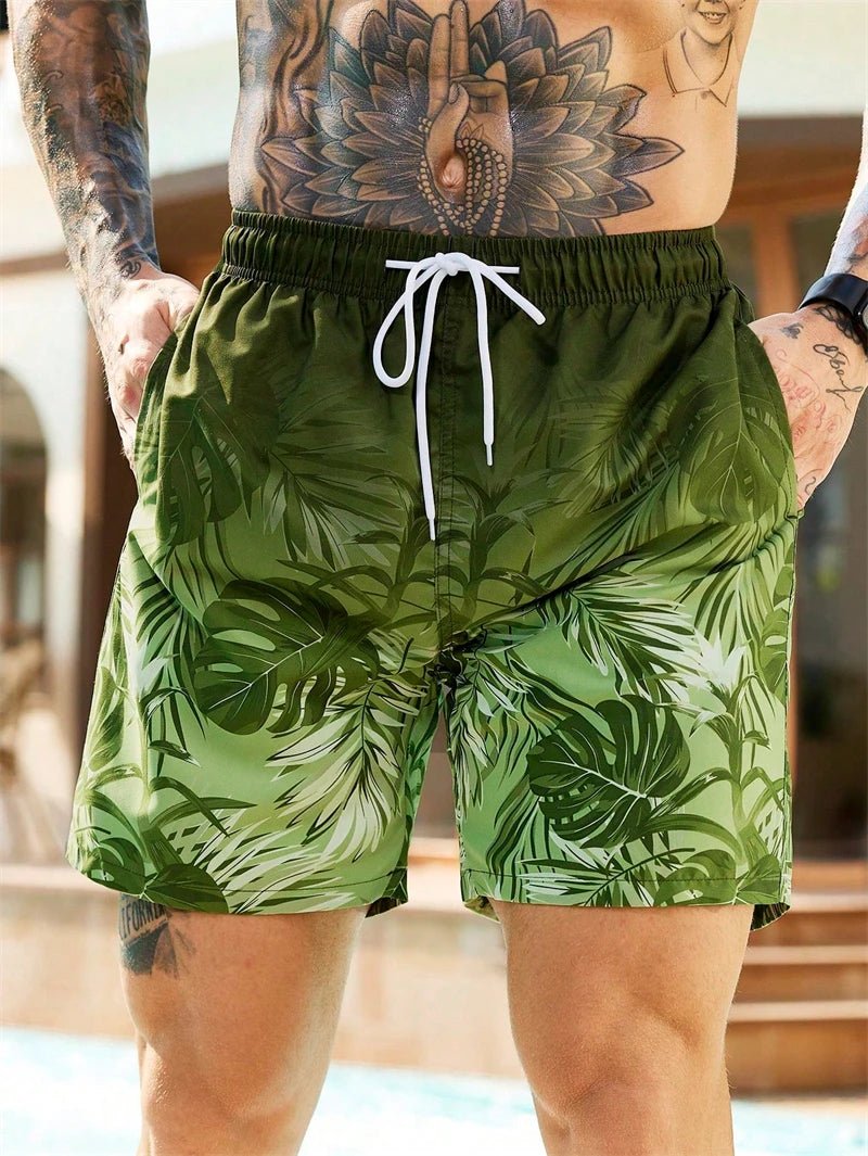 Tropical Palm 3D Swim Shorts - WOWihte