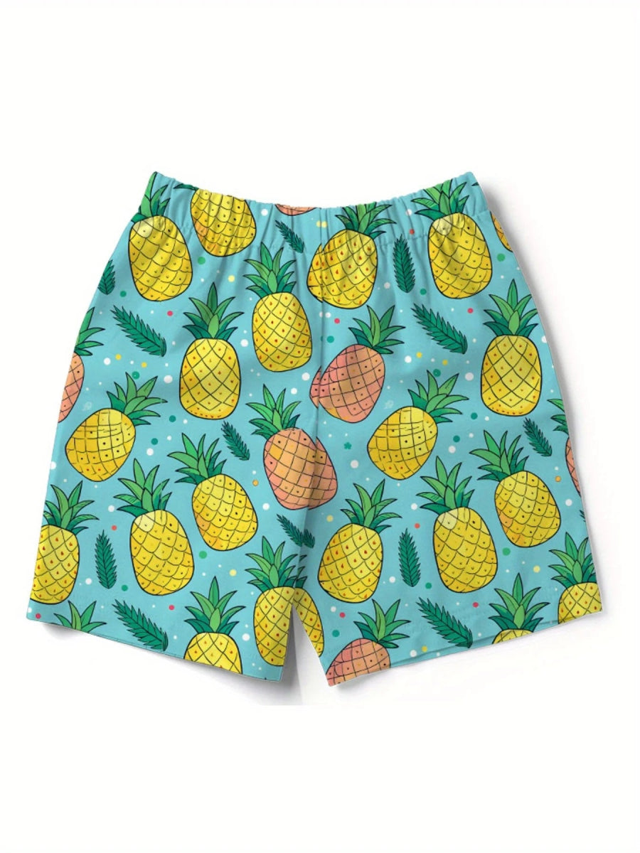 Tropical Pineapple Quick - Dry Swim Shorts - WOWihte