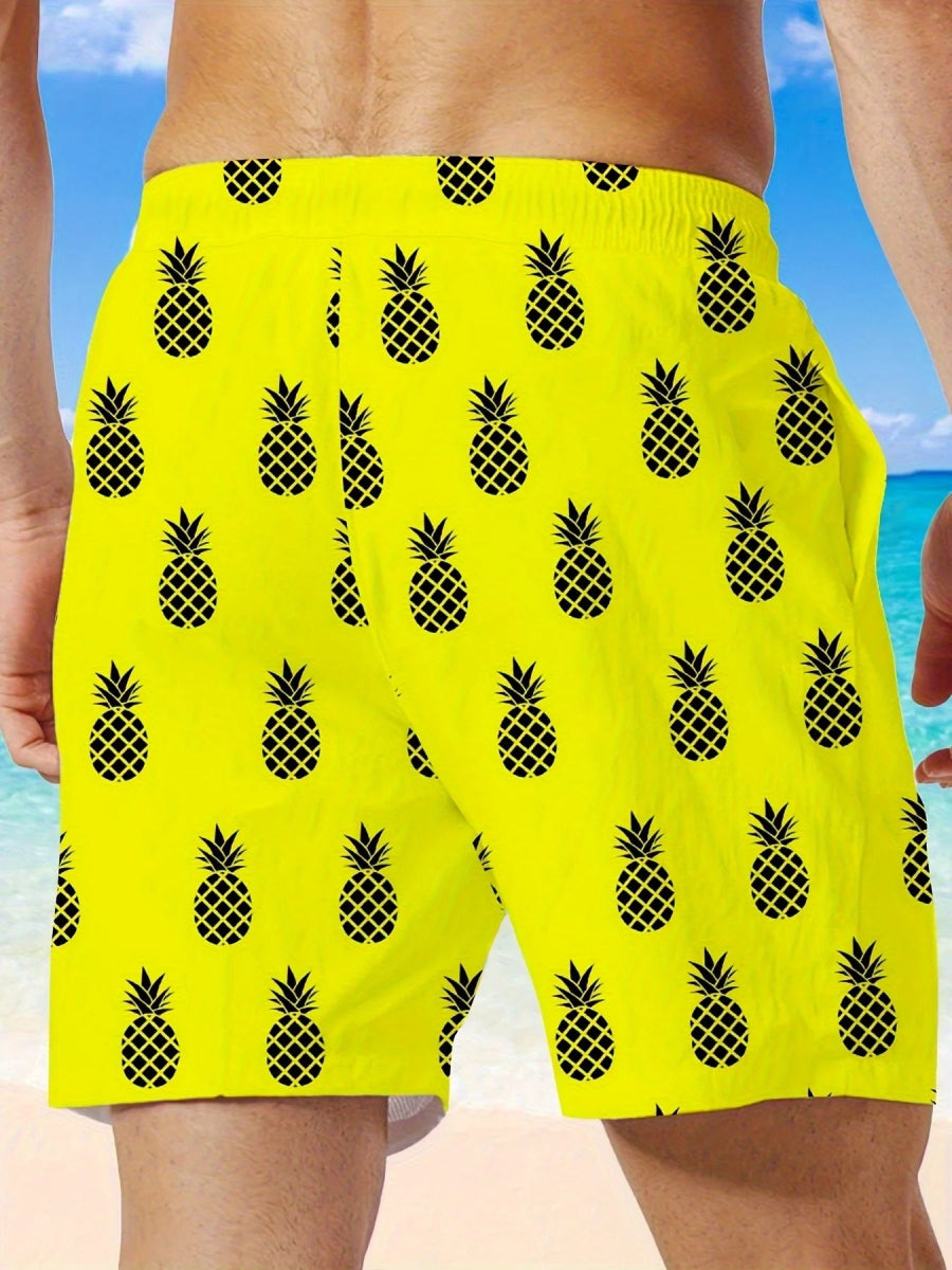 Tropical Pineapple Quick - Dry Swim Shorts - WOWihte