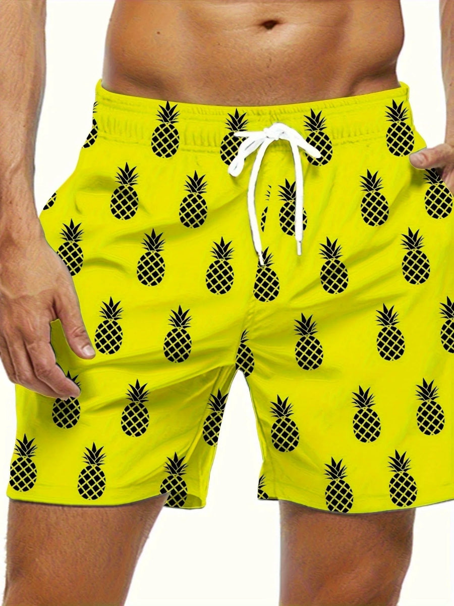 Tropical Pineapple Quick - Dry Swim Shorts - WOWihte