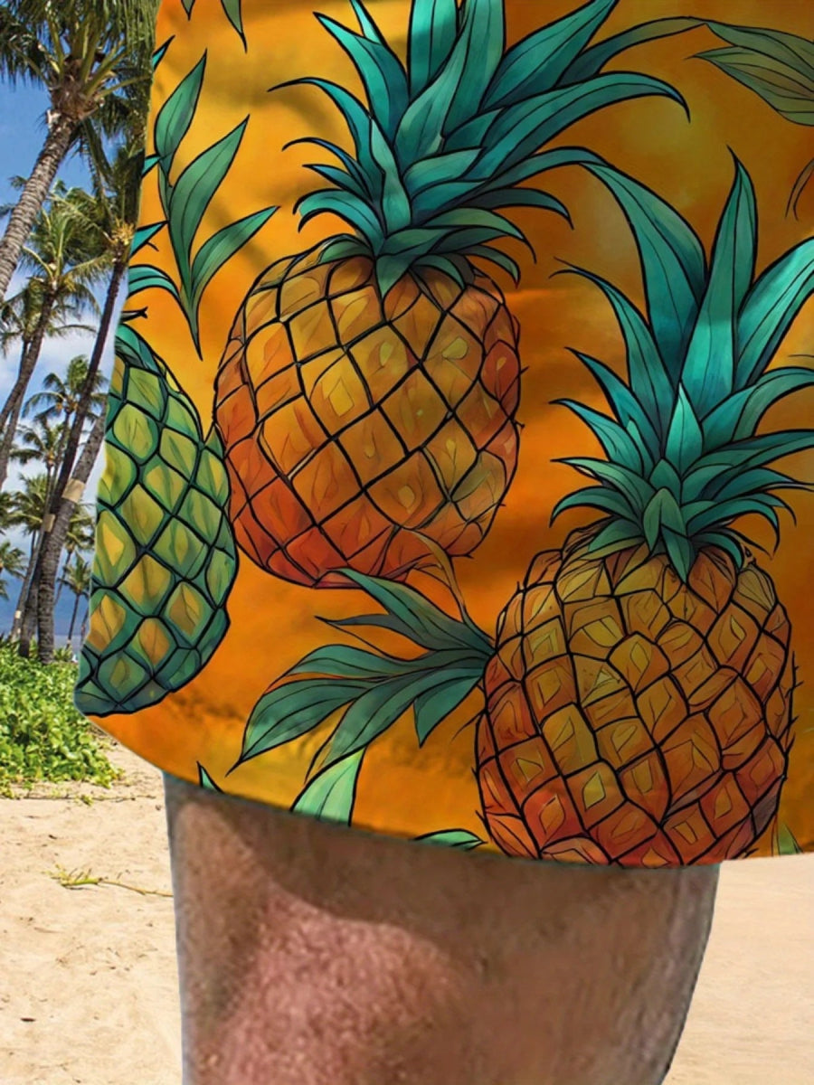 Tropical Pineapple Quick - Dry Swim Shorts - WOWihte