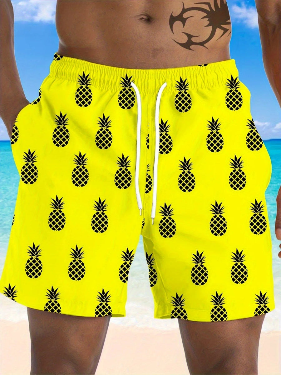 Tropical Pineapple Quick - Dry Swim Shorts - WOWihte