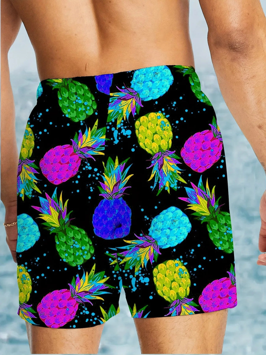 Tropical Pineapple Quick - Dry Swim Shorts - WOWihte