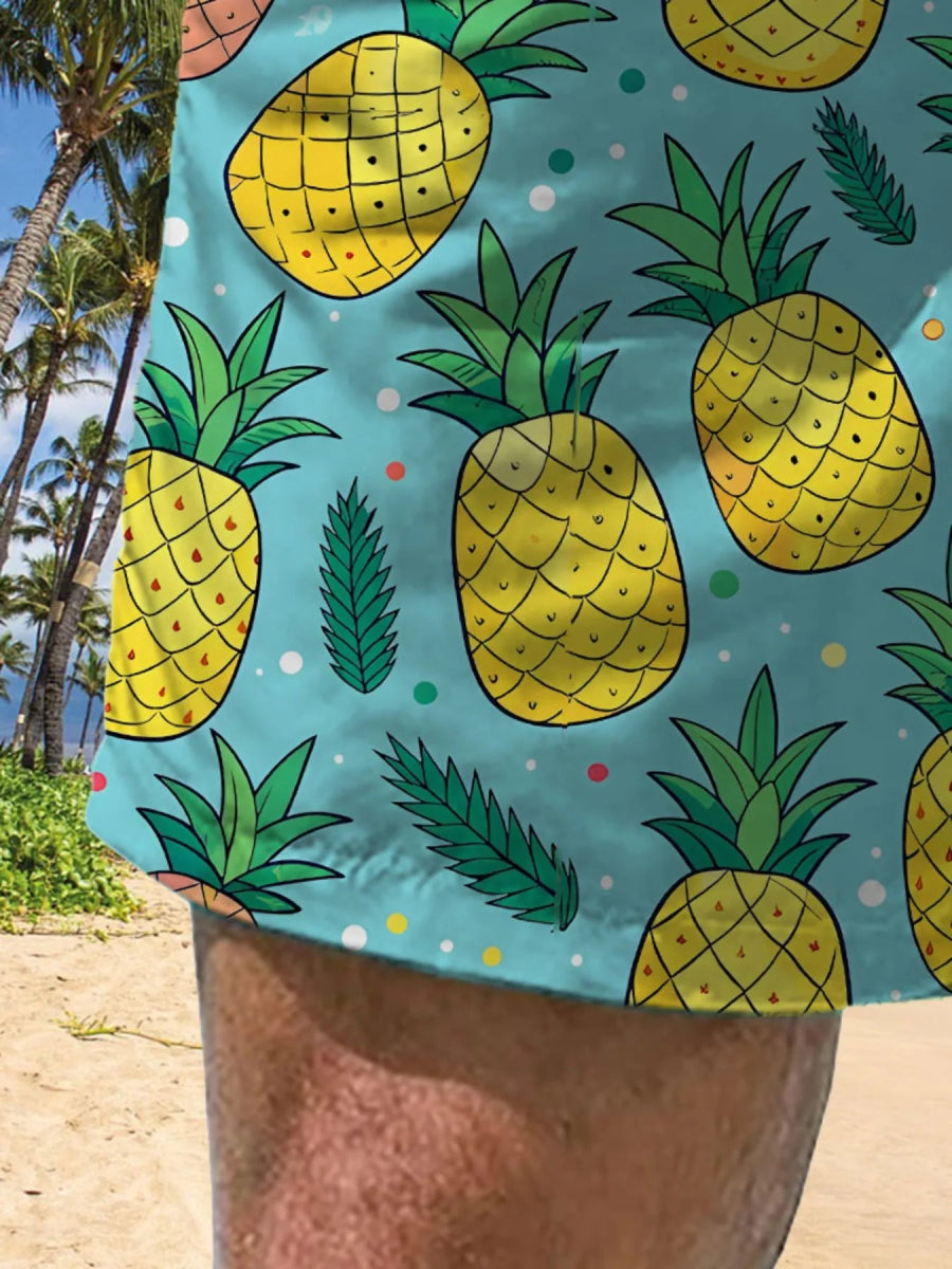 Tropical Pineapple Quick - Dry Swim Shorts - WOWihte