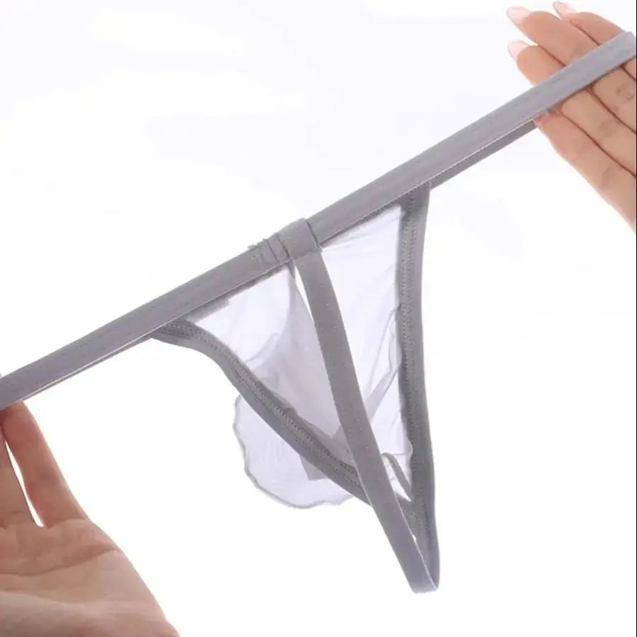 Ultra - Thin Transparent One - Strap Thong - WOWihte