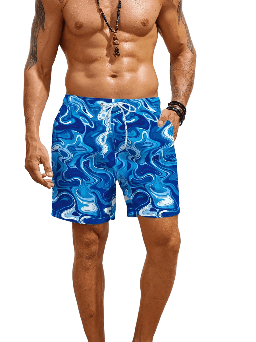 Unisex Blue Swirl Boardshorts - WOWihte