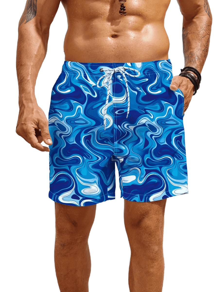 Unisex Blue Swirl Boardshorts - WOWihte