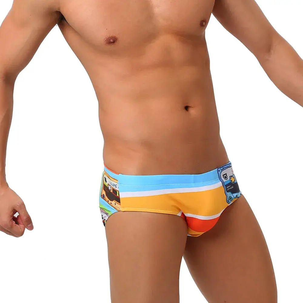 UXH Brand Men's Swim Briefs Sexy Printed Swimming Short Water Sport Beach Pants Swimsuit Swimwear Sexy Male Suilt Surfing - WOWihte