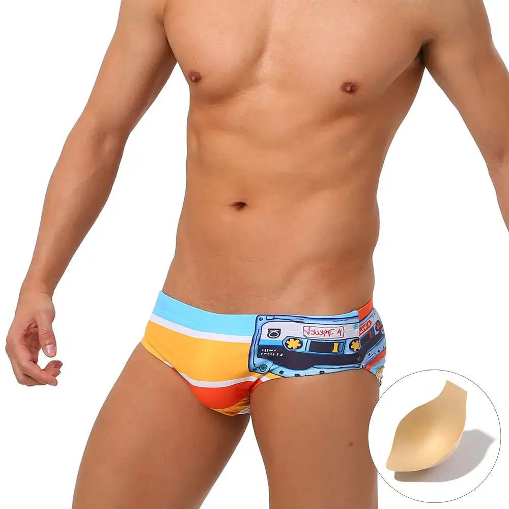 UXH Brand Men's Swim Briefs Sexy Printed Swimming Short Water Sport Beach Pants Swimsuit Swimwear Sexy Male Suilt Surfing - WOWihte