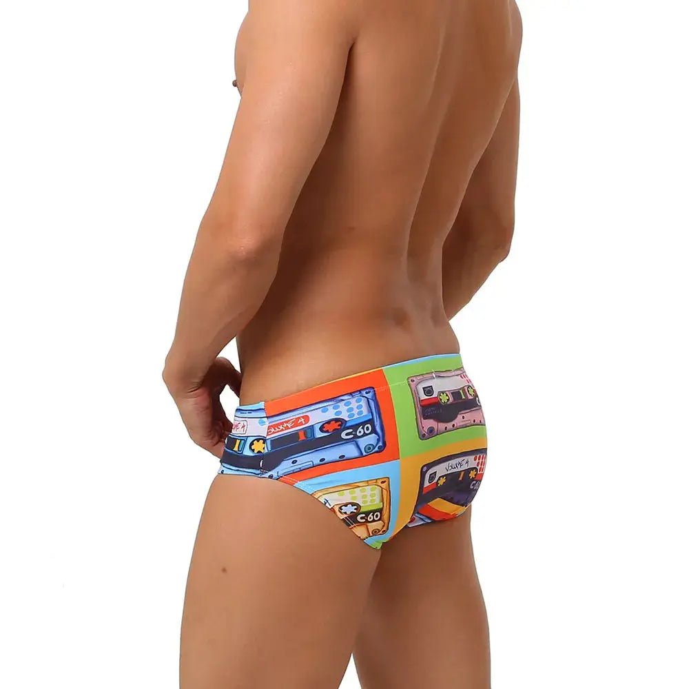 UXH Brand Men's Swim Briefs Sexy Printed Swimming Short Water Sport Beach Pants Swimsuit Swimwear Sexy Male Suilt Surfing - WOWihte