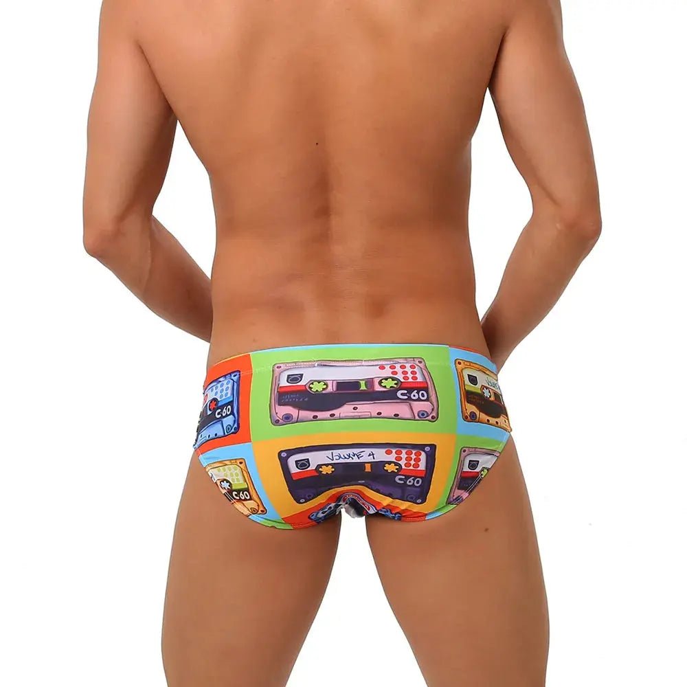 UXH Brand Men's Swim Briefs Sexy Printed Swimming Short Water Sport Beach Pants Swimsuit Swimwear Sexy Male Suilt Surfing - WOWihte