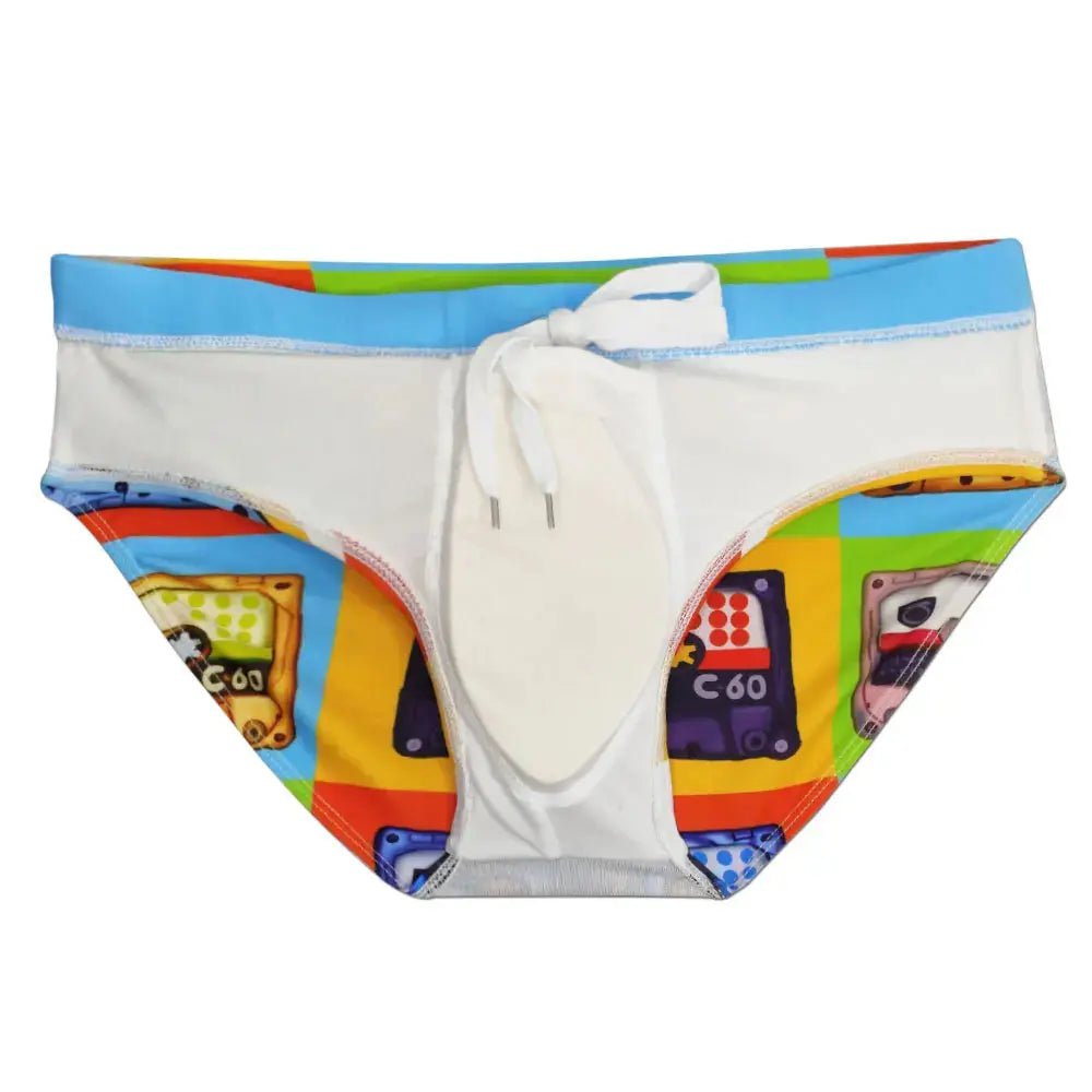 UXH Brand Men's Swim Briefs Sexy Printed Swimming Short Water Sport Beach Pants Swimsuit Swimwear Sexy Male Suilt Surfing - WOWihte
