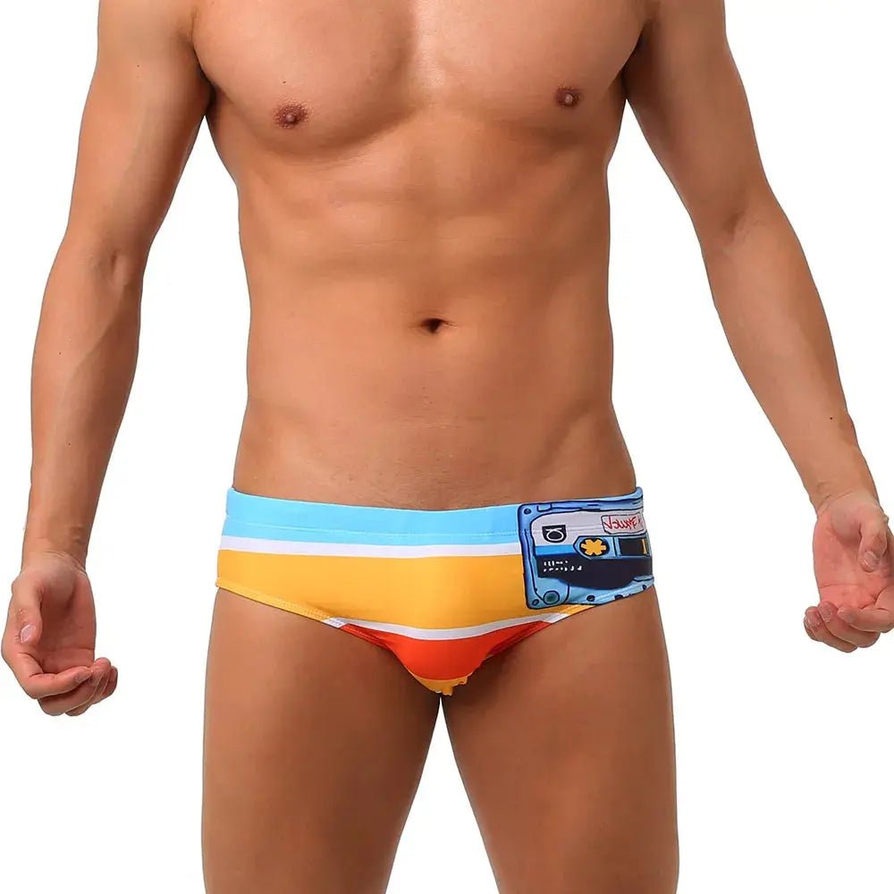 UXH Brand Men's Swim Briefs Sexy Printed Swimming Short Water Sport Beach Pants Swimsuit Swimwear Sexy Male Suilt Surfing - WOWihte