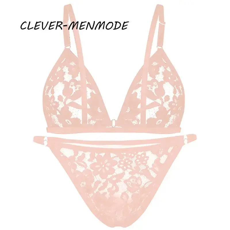 V - Neck Lace Lingerie Set - WOWihte