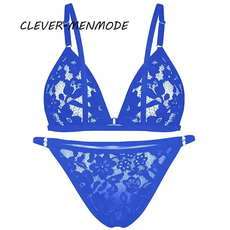 V - Neck Lace Lingerie Set - WOWihte