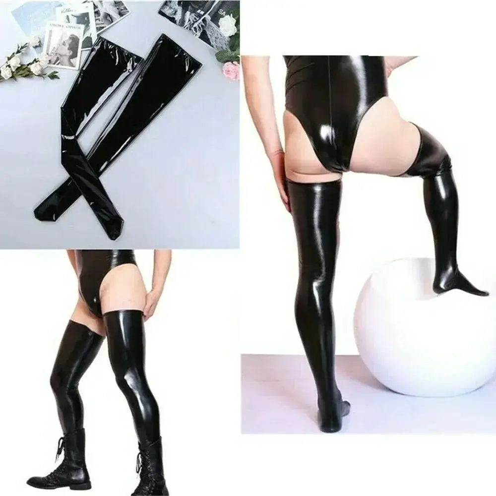Wet Look Latex Thigh Highs - WOWihte
