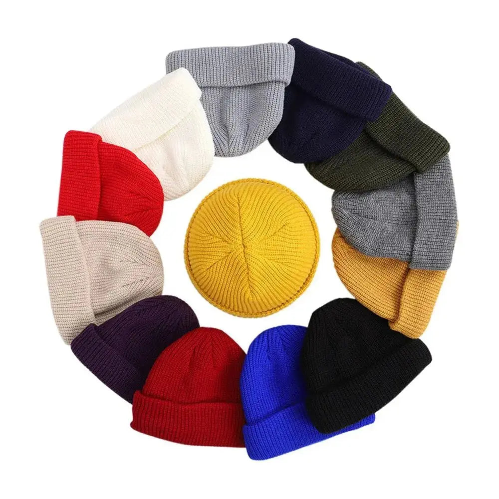 Winter Warm Beanies Casual Short Thread Hip Hop Hat Adult Men Female Wool Knitted Skull Cap Elastic Unisex - WOWihte