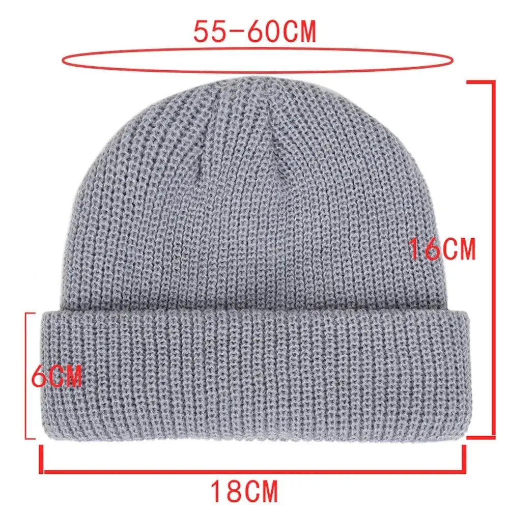 Winter Warm Beanies Casual Short Thread Hip Hop Hat Adult Men Female Wool Knitted Skull Cap Elastic Unisex - WOWihte