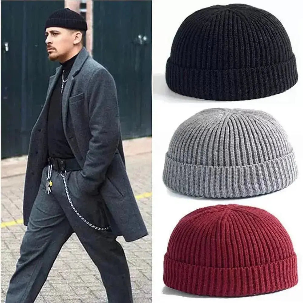 Winter Warm Beanies Casual Short Thread Hip Hop Hat Adult Men Female Wool Knitted Skull Cap Elastic Unisex - WOWihte