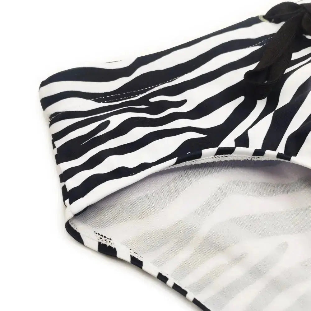 Zebra Print Swim Briefs - WOWihte