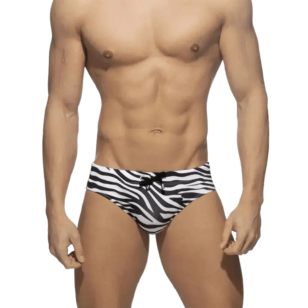 Zebra Print Swim Briefs - WOWihte