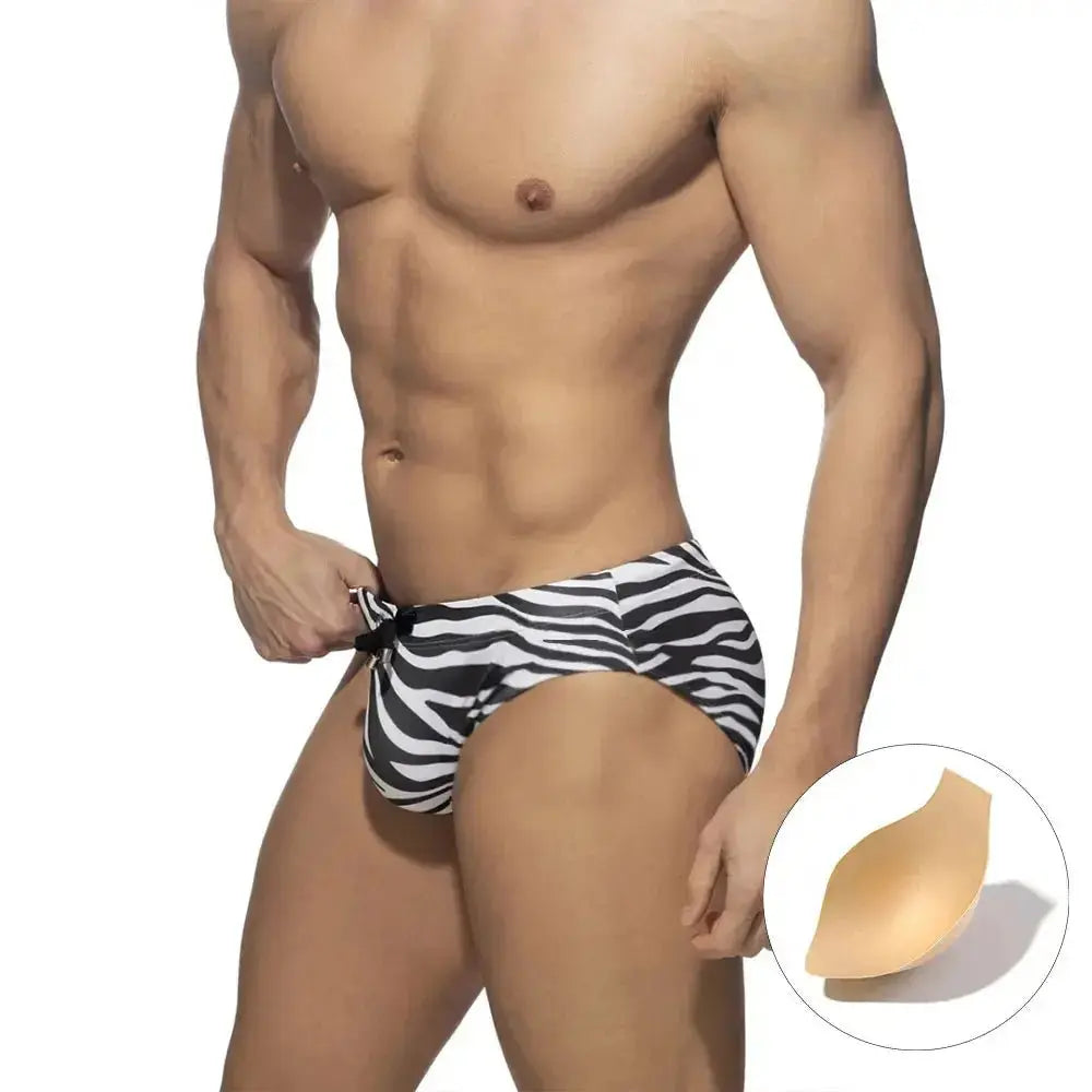 Zebra Print Swim Briefs - WOWihte
